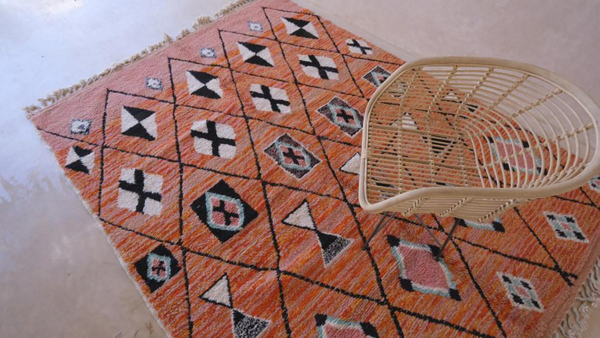 BERBERTEPPICH aus Marokko modern aus Wolle orange - Orange, Naturmaterialien (221/293cm) - AFK Living