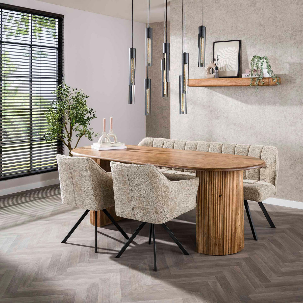 ESSTISCH Wave Beige 90/215/ 78 cm - Beige, Holz (90/215/78cm) - Hoyz Collection