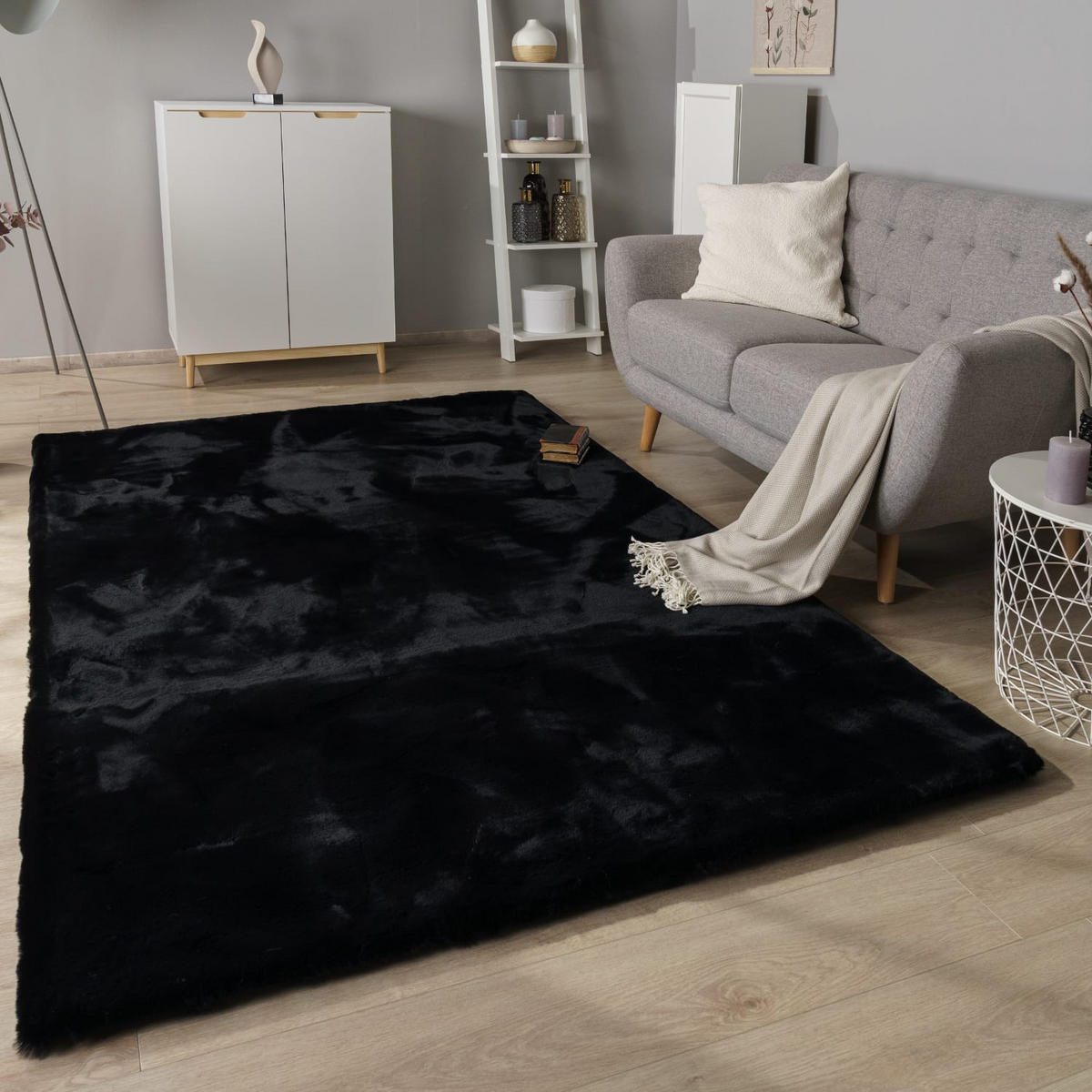 HOCHFLORTEPPICH, einfarbig, Florhöhe 35 mm, Schwarz, 80 x 150 cm - Schwarz, Textil (80/150cm) - KADIMA DESIGN