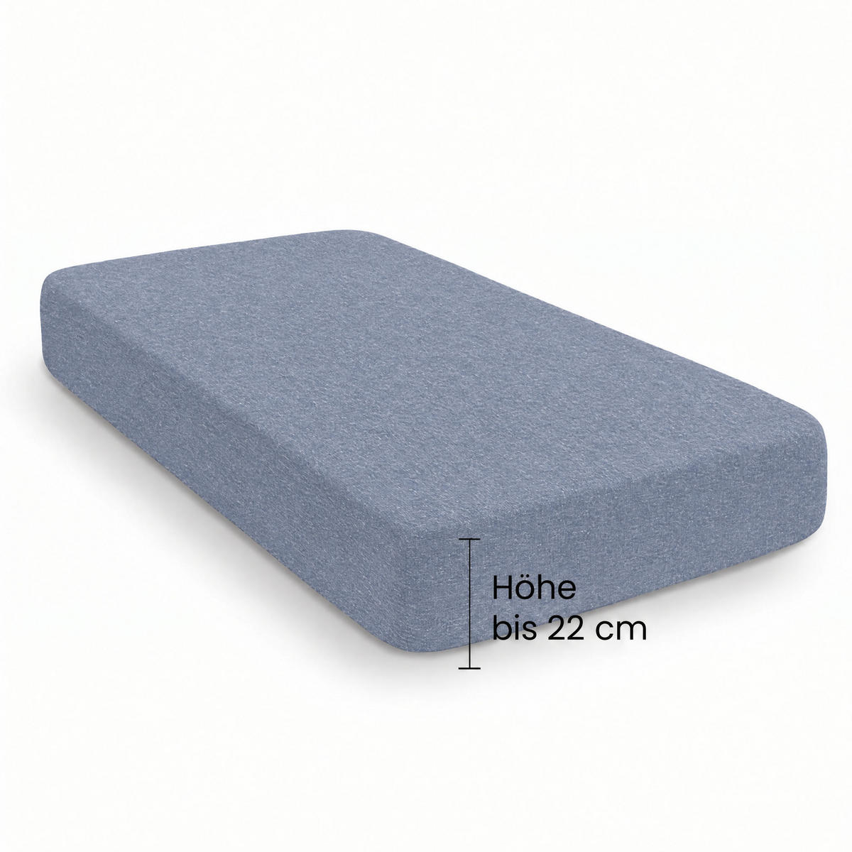 SPANNBETTTUCH Premium Biber Melange UNI blau, 180x200 cm - 200x200 cm - Blau, Textil (200/200cm) - biberna
