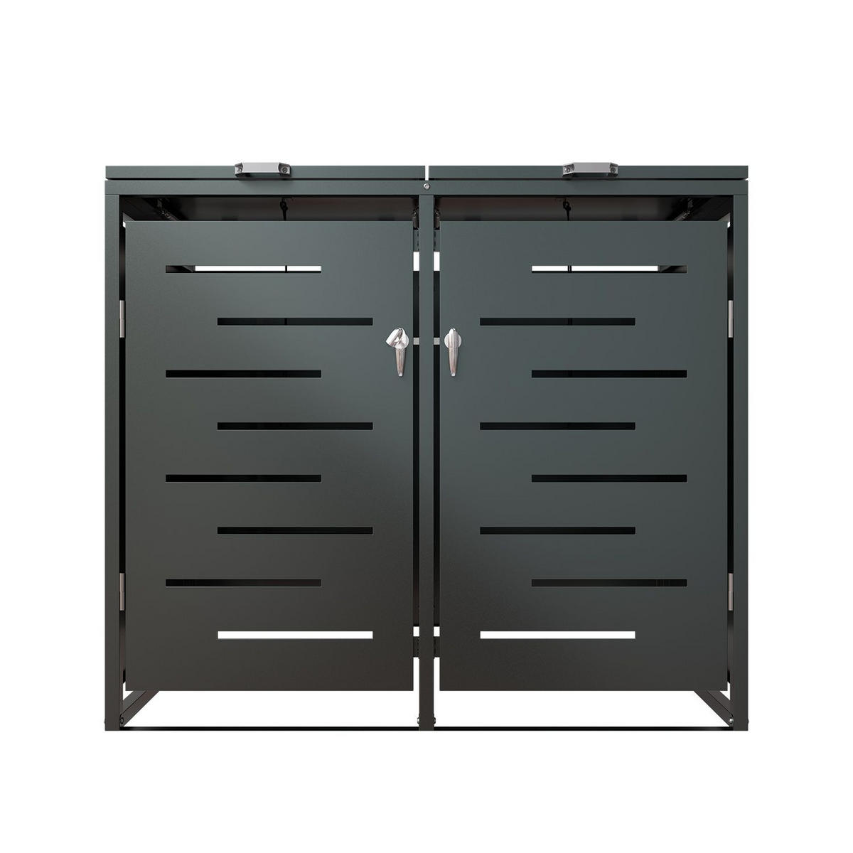 MÜLLTONNENBOX Arel 2er-Set - Anthrazit, Metall (132/116/80cm) - Juskys