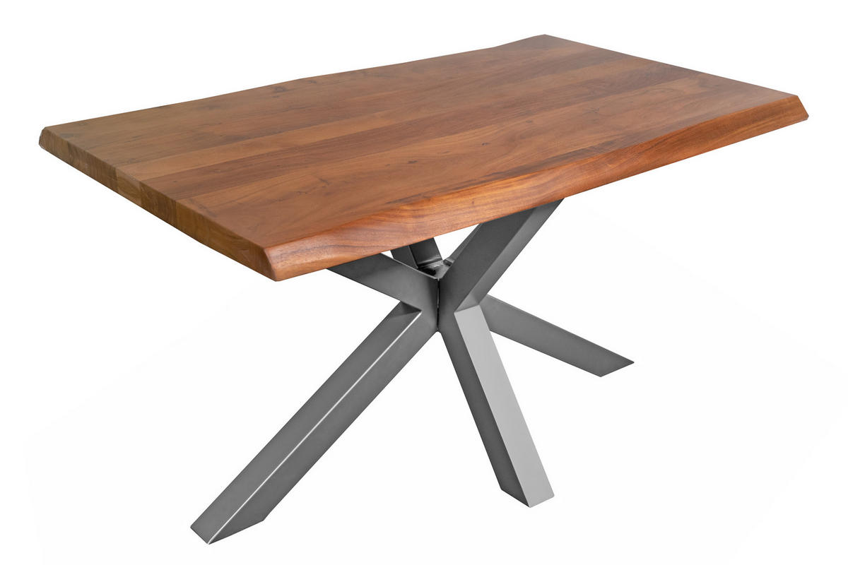 ESSTISCH CALI - Silberfarben/Braun, Holz/Metall (90/180/77cm) - SAM