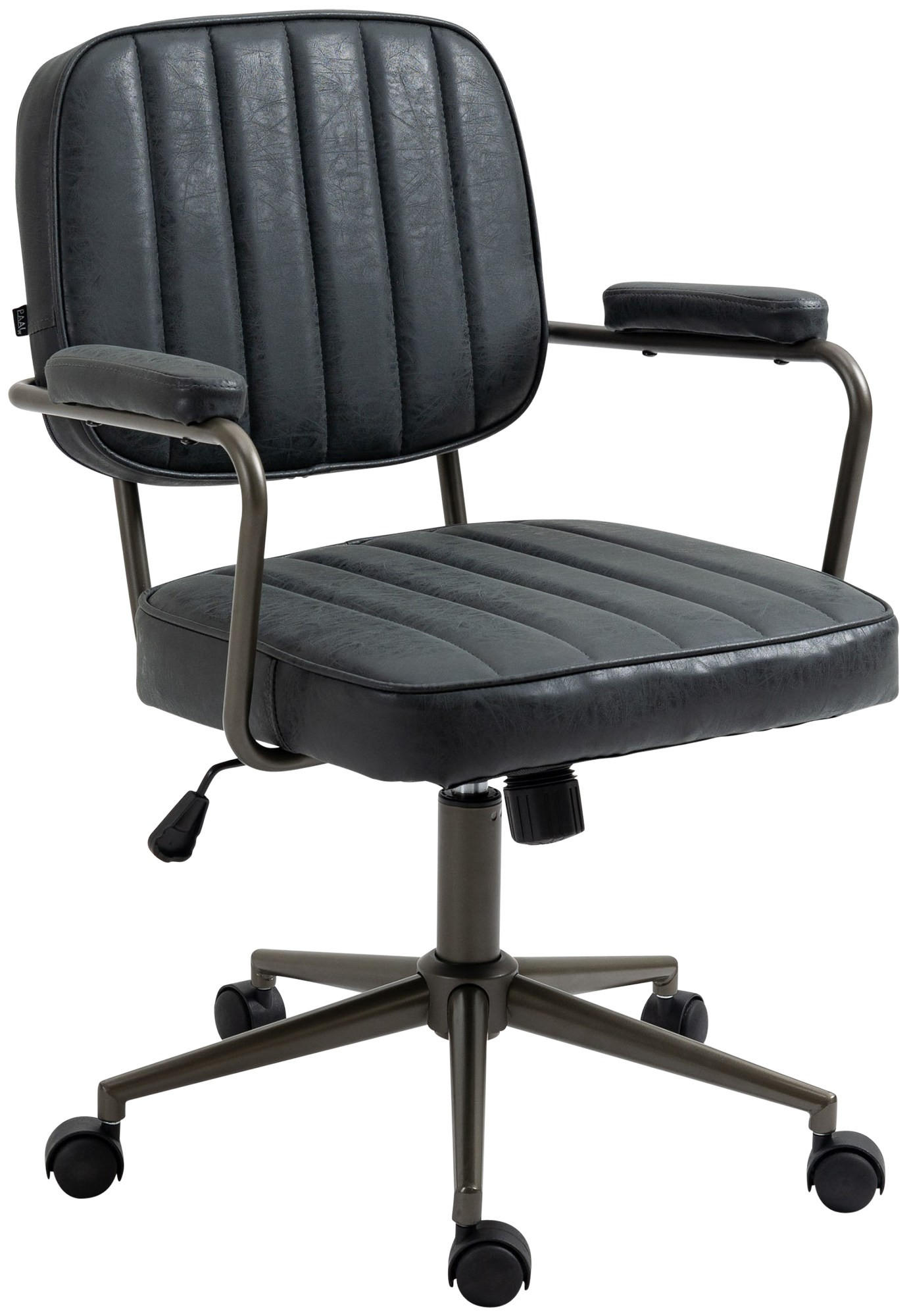DREHSTUHL Lederlook antik schwarz - Schwarz, Textil/Metall (61/88/63cm) - CLP