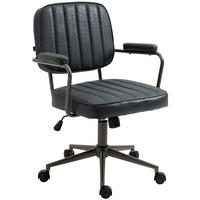 DREHSTUHL Lederlook antik schwarz - Schwarz, Textil/Metall (61/88/63cm) - CLP