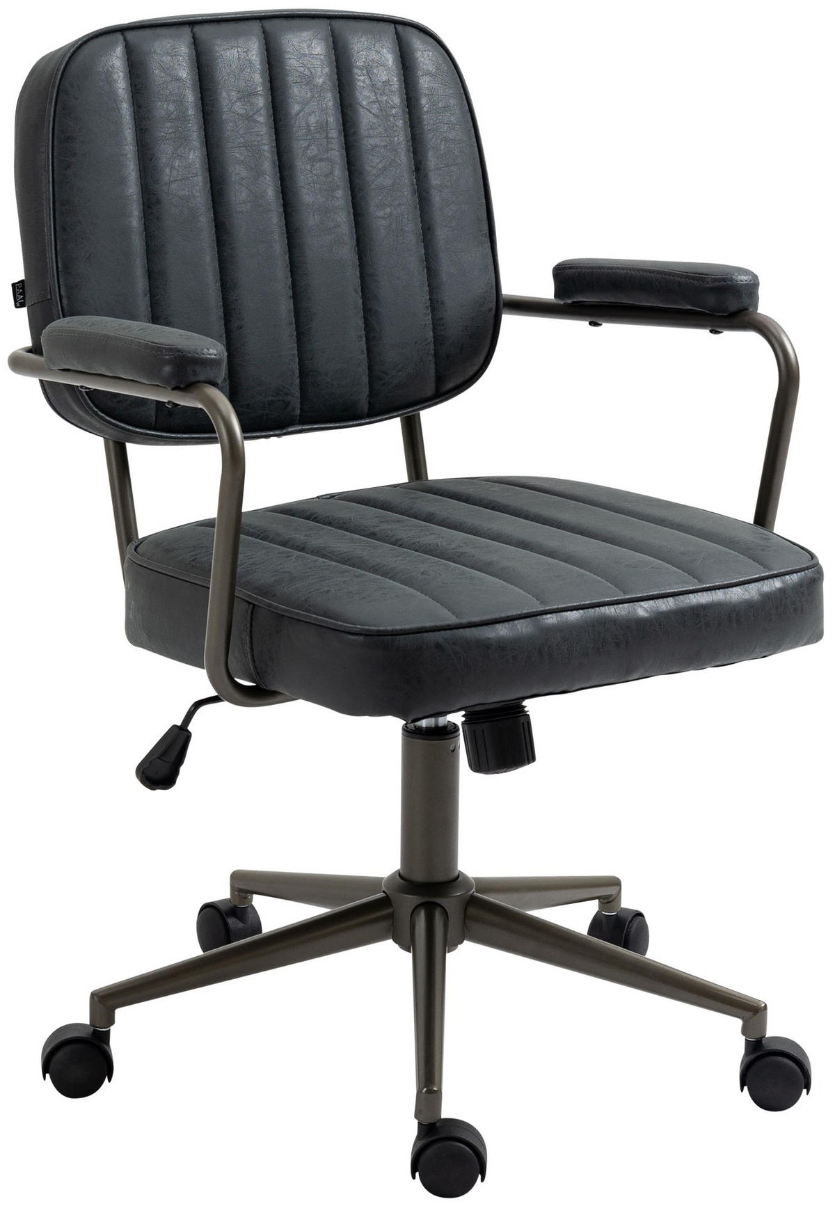 DREHSTUHL Lederlook antik schwarz - Schwarz, Textil/Metall (61/88/63cm) - CLP