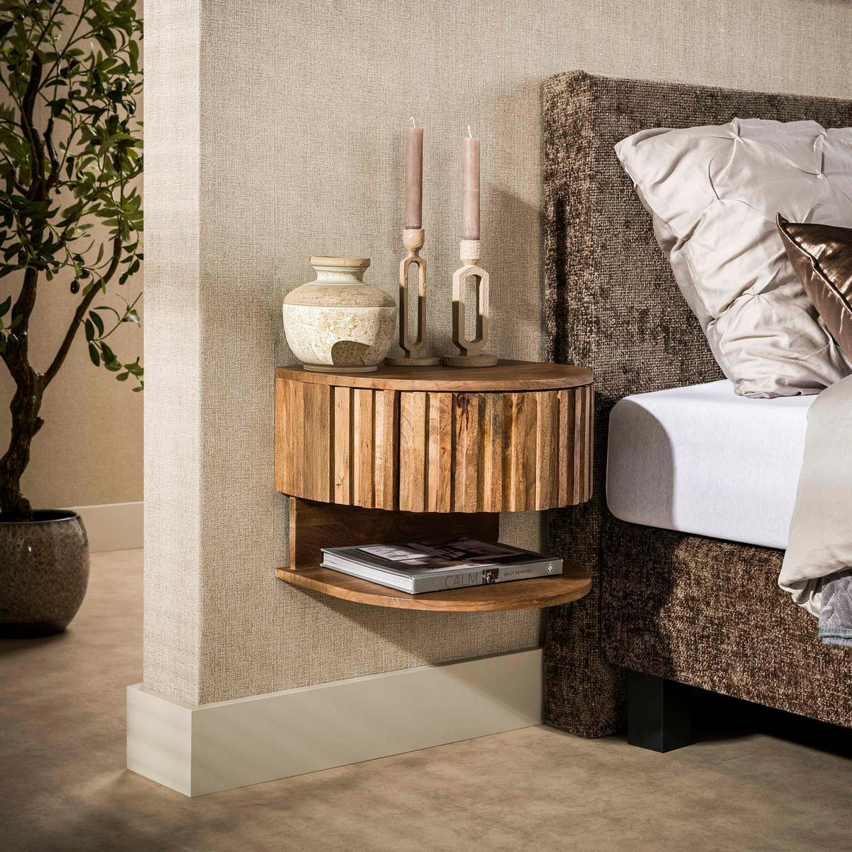 NACHTTISCH Shelve Beige 35/40/30 cm - Beige, Holz (40/30/35cm) - Hoyz Collection