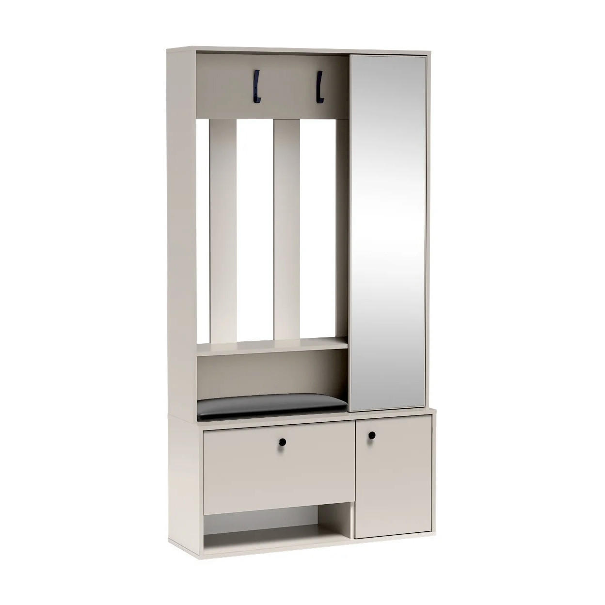 GARDEROBENSCHRANK Pots Plus mit zwei Türen und Sitzpolster kaschmir - Kaschmir, Holzwerkstoff (100/190/33cm) - Beautysofa