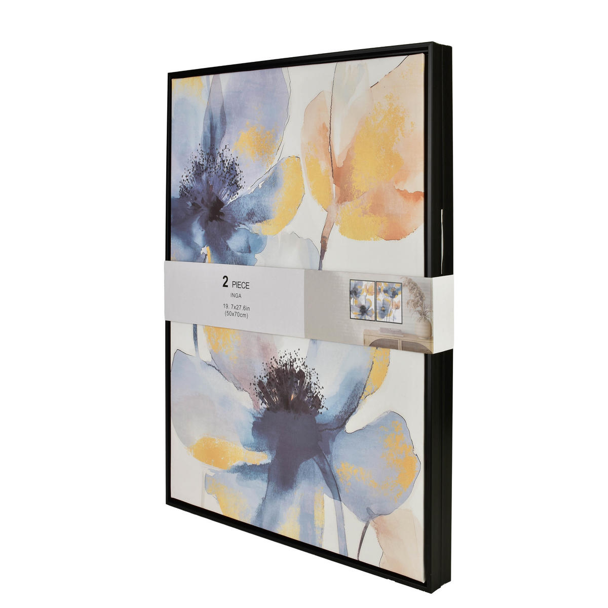 BILD Inga 2er Set 50/3/70 cm Kunstoff - Blau/Goldfarben, Kunststoff (50/70cm) - Mondex