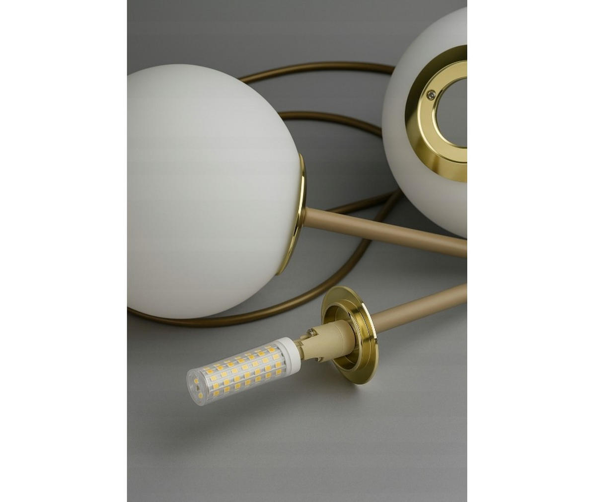 PENDELLEUCHTE ECRU II - Beige/Goldfarben, Glas/Metall (32/14/100cm) - kiki design