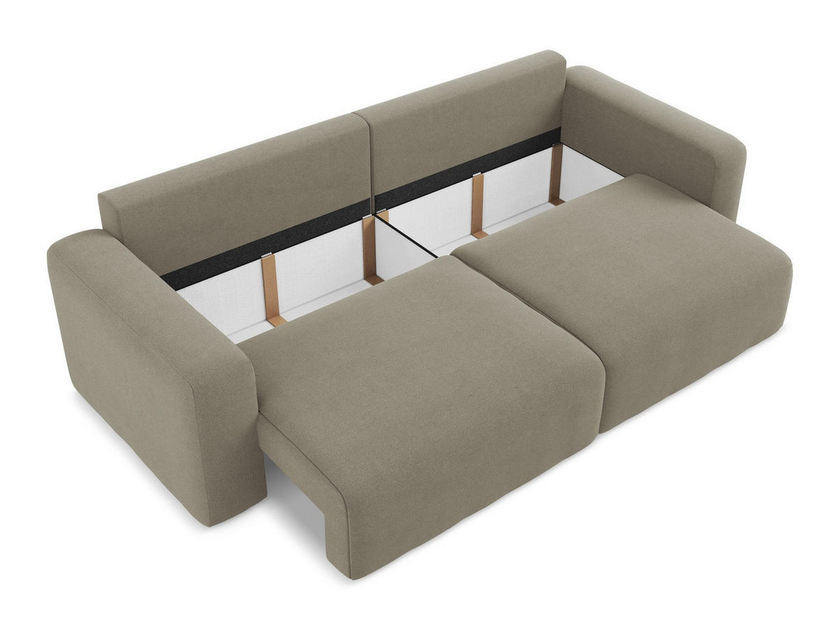 3-SITZER SOFA mit Schlaffunktion Strukturstoff Stoff Beige - Beige/Schwarz, Kunststoff/Textil (244/79/102cm) - Makamii