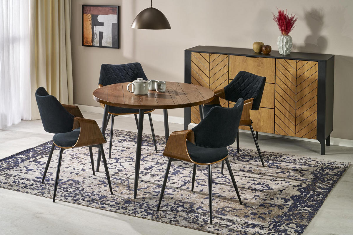 ESSTISCH rund Nussbaum Schwarz 105x75cm - Nussbaumfarben/Schwarz, Holzwerkstoff (105/105/75cm) - designimpex