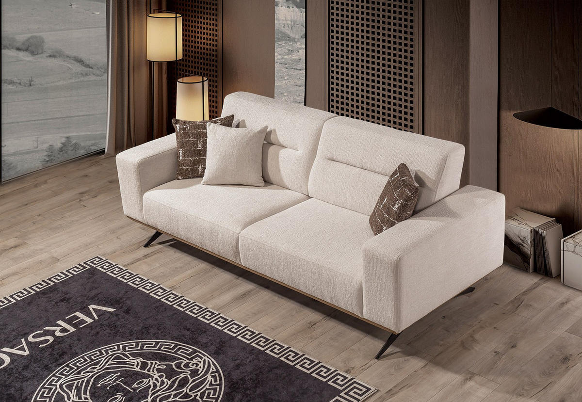 SITZGARNITUR Soprano Creme Stellvariante:3+3+1 - Creme, Holz/Textil (235/85/100cm) - Villa Möbel