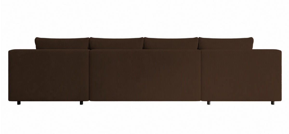 WOHNLANDSCHAFT Nelly U mit Bettkasten und Schlaffunktion, Cordstoff in U-Form - Braun, Textil (349/80/185cm)