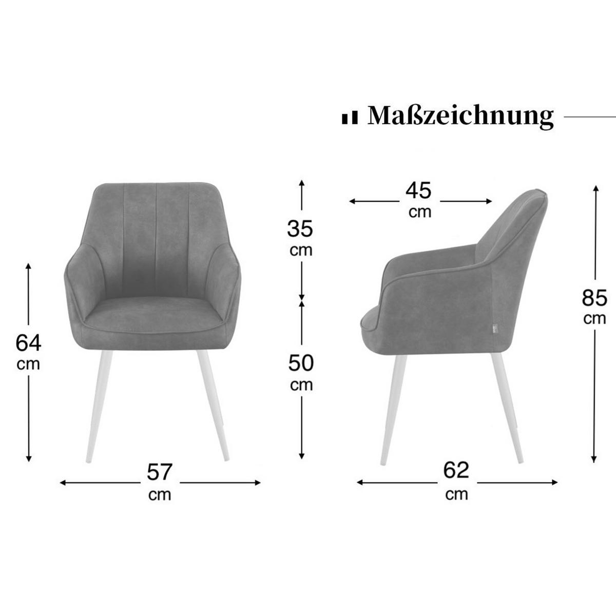 ESSZIMMERSTUHL THOMAS-SANA 2er-Set 4-Fuss-Gestell - Schwarz/Weiß, Textil (57/85/62cm) - DUBI Möbel