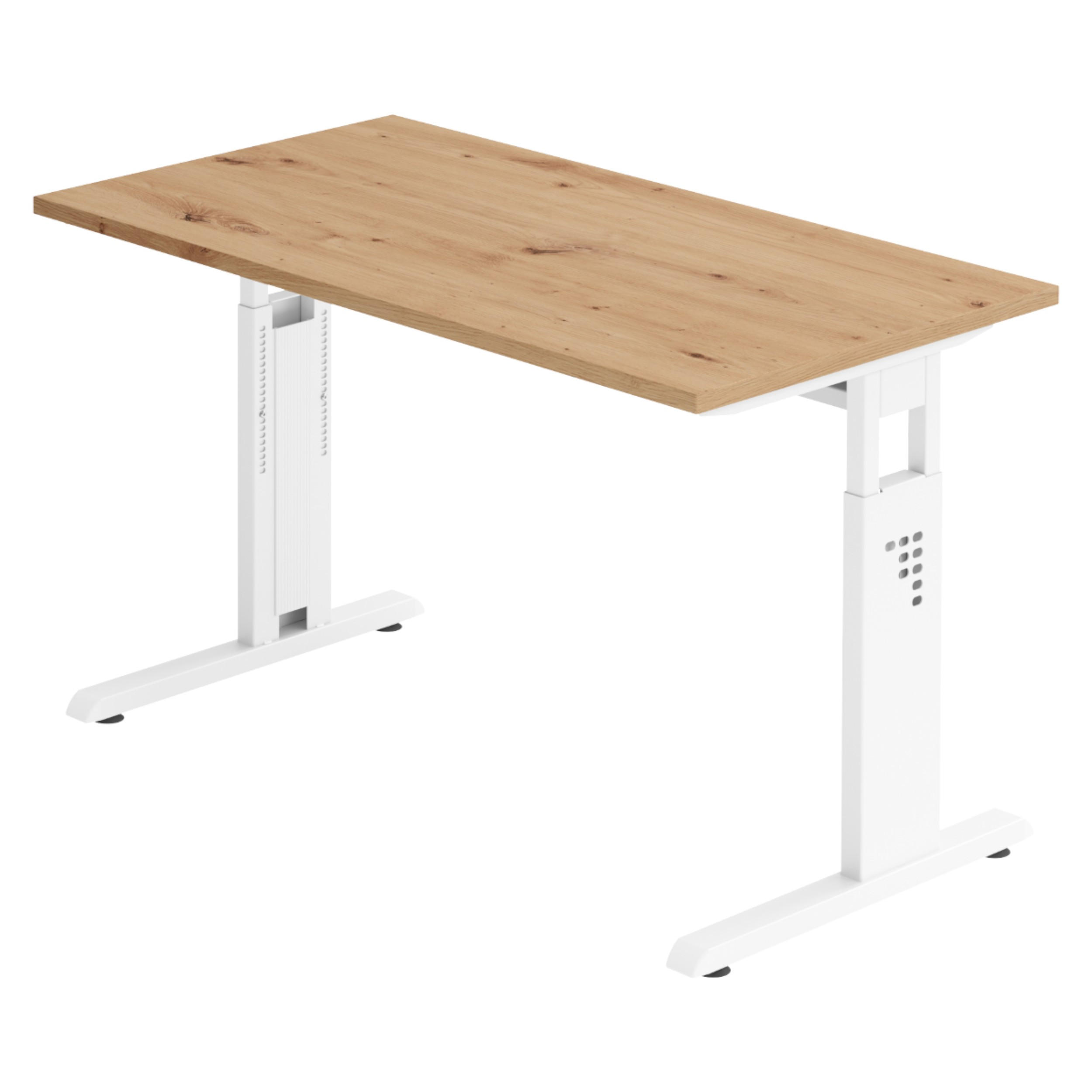 SCHREIBTISCH Serie-O (Mini) 67,2/120/74 cm in Wildeiche/Weiß - Wildeiche/Weiß, Holzwerkstoff (67.2/120/74cm) - bümö