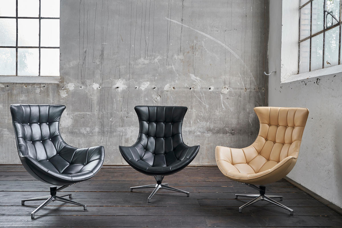 DREHSESSEL SKIO Silbergrau Leder - Silberfarben, Leder (87/99/89cm) - KAWOLA