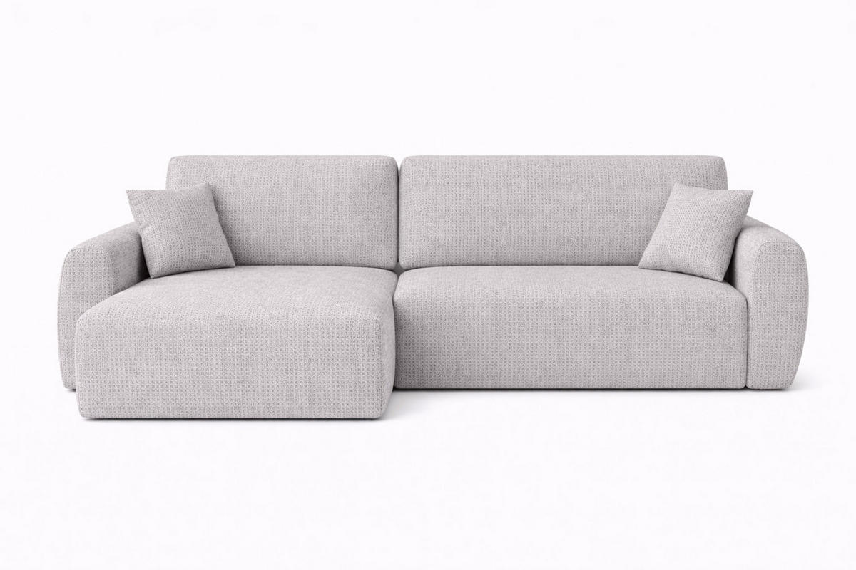 ECKSOFA Mit Schlaffunktion Ariel L, Chenille, Stoff Artico, Cement, Links - Hellgrau, Holz (250/142cm) - Kaiser Möbel
