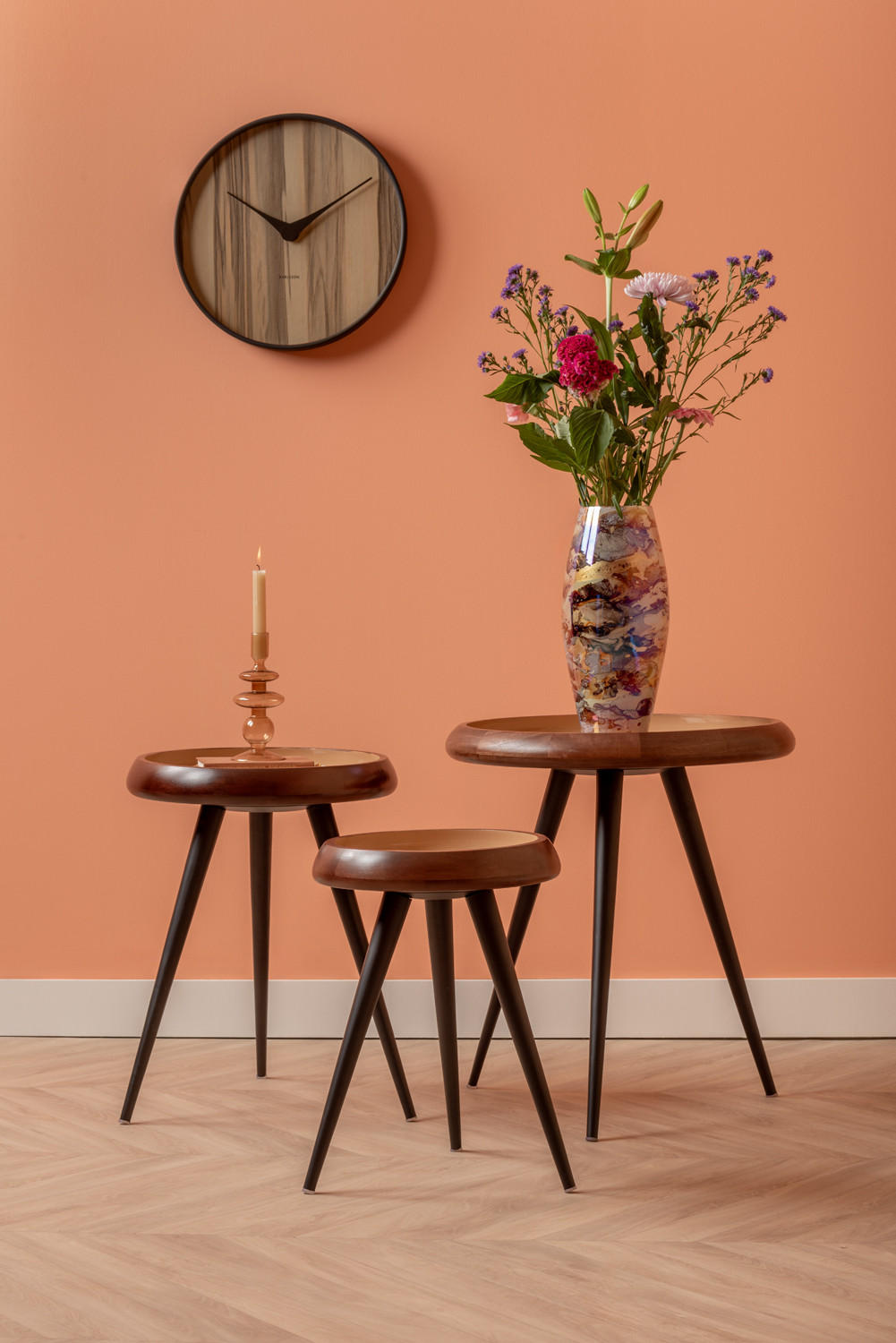BEISTELLTISCH 3er-Set Tripod 52/52/59 cm - Braun, Holz (52/52/59cm) - Leitmotiv