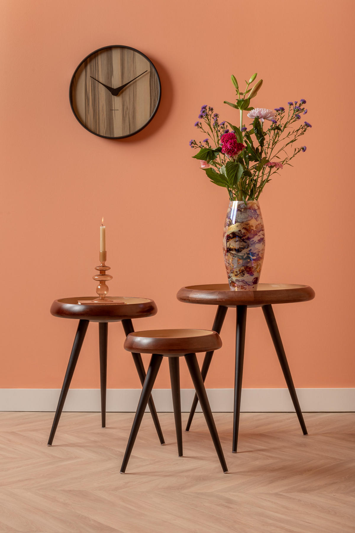 BEISTELLTISCH 3er-Set Tripod 52/52/59 cm - Braun, Holz (52/52/59cm) - Leitmotiv