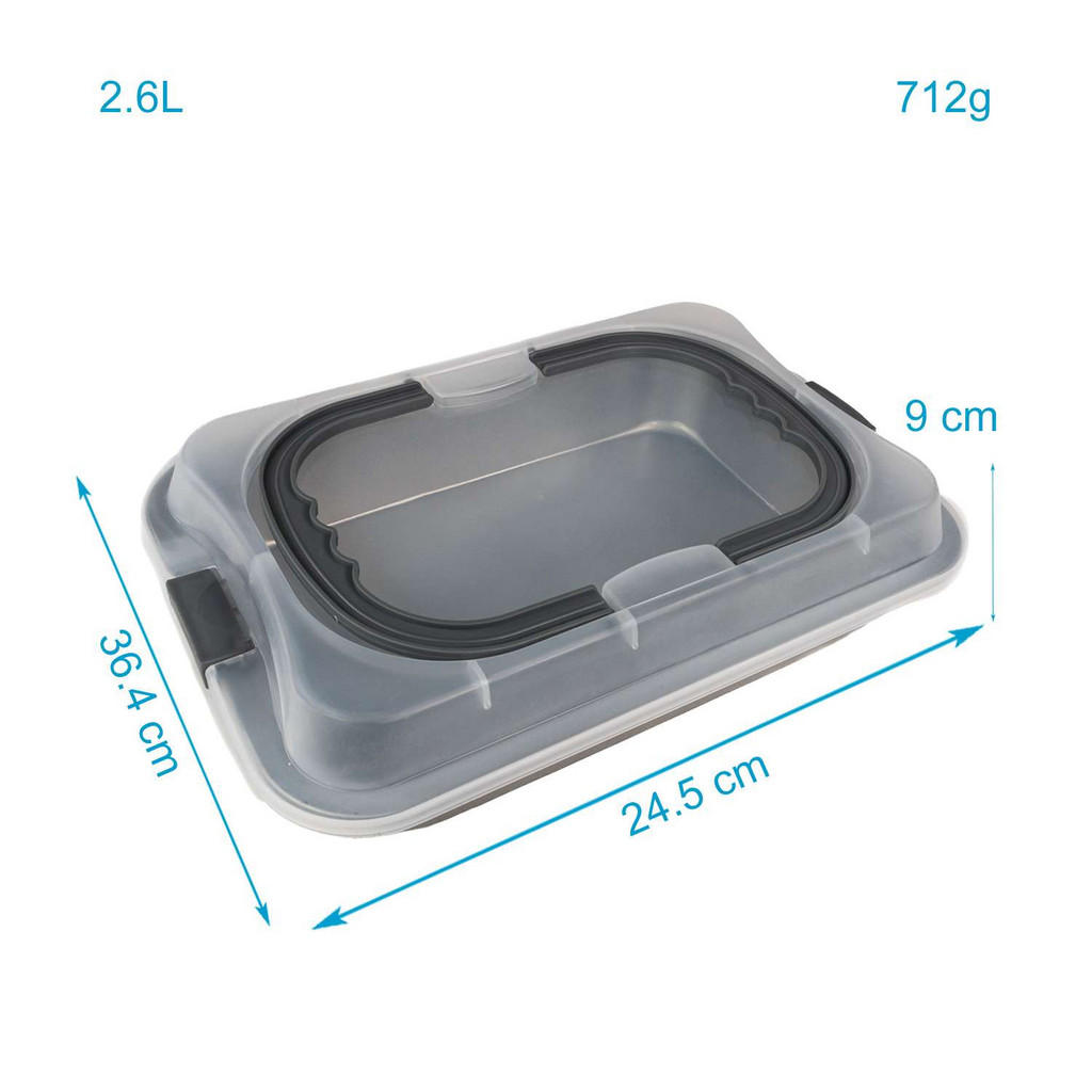 Thumbnail - Intirilife Backblech, Silber, Metall, 2-teilig, 25x9x37.1 cm, Backen, Kuchentransportboxen