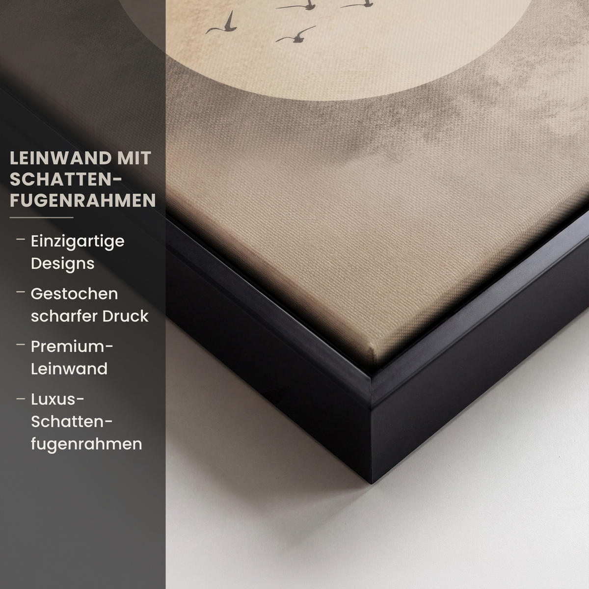LEINWAND Bilder mit Rahmen - Vogel - Beige - Japanisch - 20x20 - Taupe, Textil (20/20cm) - MuchoWow