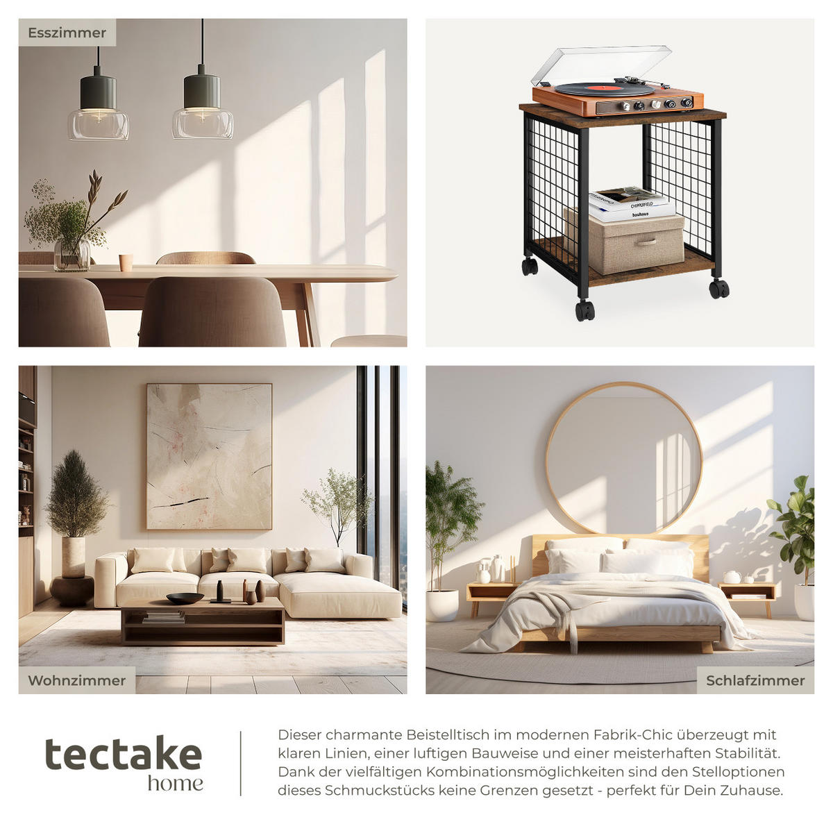 BEISTELLTISCH Gary,40 x 40 x 48 cm,Industrial Holz dunkel, rustikal - Rostfarben, Holzwerkstoff (40/40/48cm) - tectake