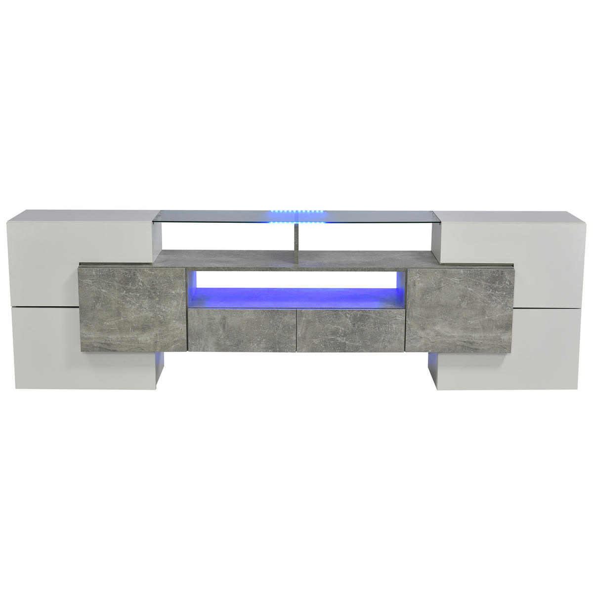 TV-SCHRANK mit LED-Beleuchtung 200 cm MDF Grau - Grau, Holzwerkstoff (30/60/200cm) - Beauniv