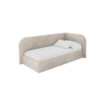 EINZELLBETT Jugendbett mit Bettkasten und Matratze H3/H4, Links - JAXY 90x200 Beige - Ecru, Holzwerkstoff/Textil (90/200cm) - ALTDECOR