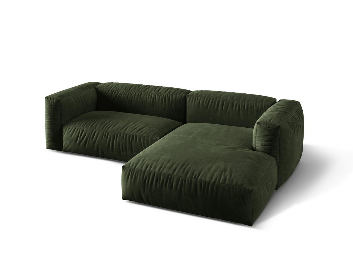 ECKSOFA modular rechts Martina aus Samt grün 2 Sitzplätze - Grün, Textil (176/283cm) - Micadoni