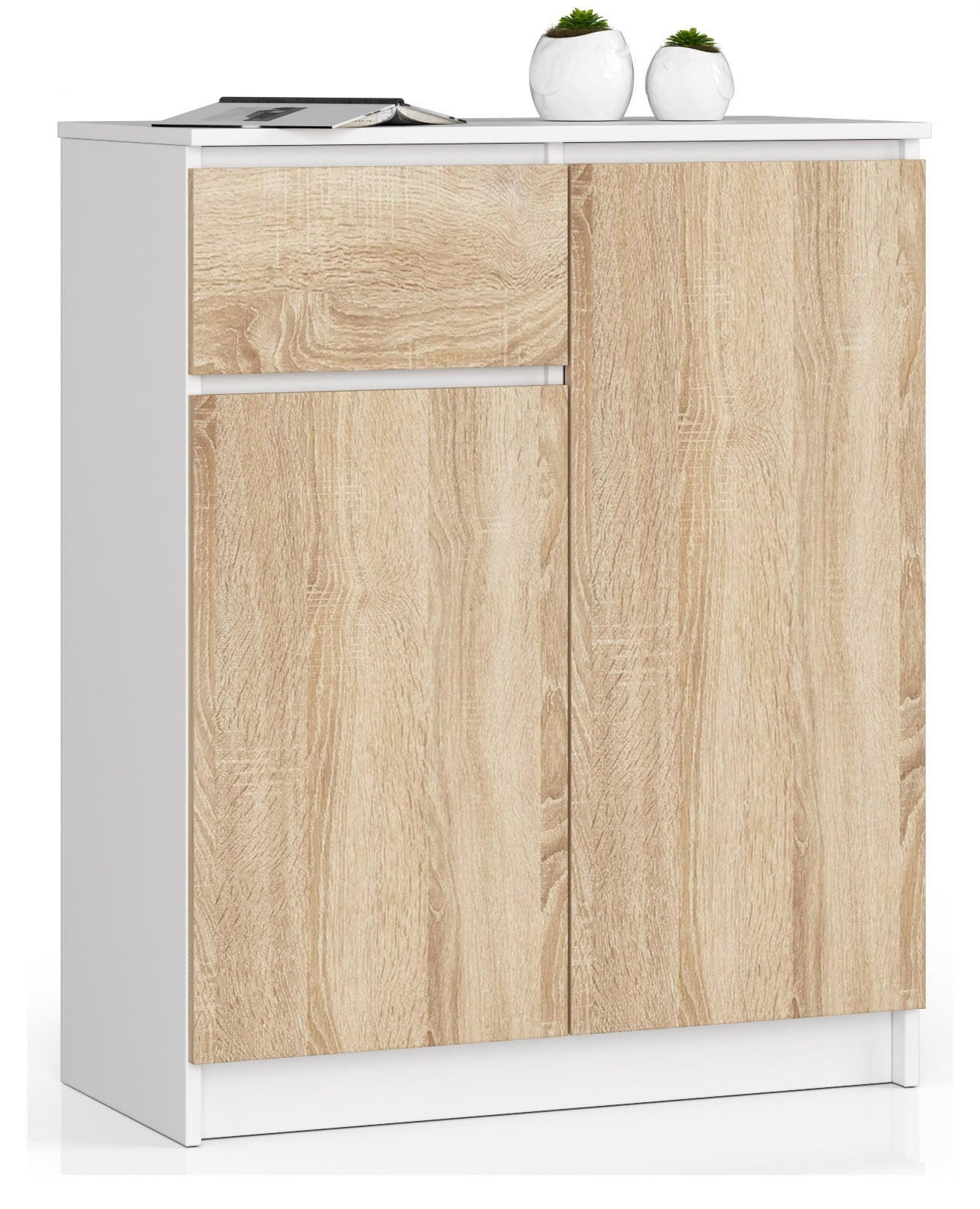 KOMMODE Weiß, Eiche Sonoma 99/80/40 - Weiß, Holzwerkstoff (80/99/40cm) - RAUMHIRSCH FURNITURE