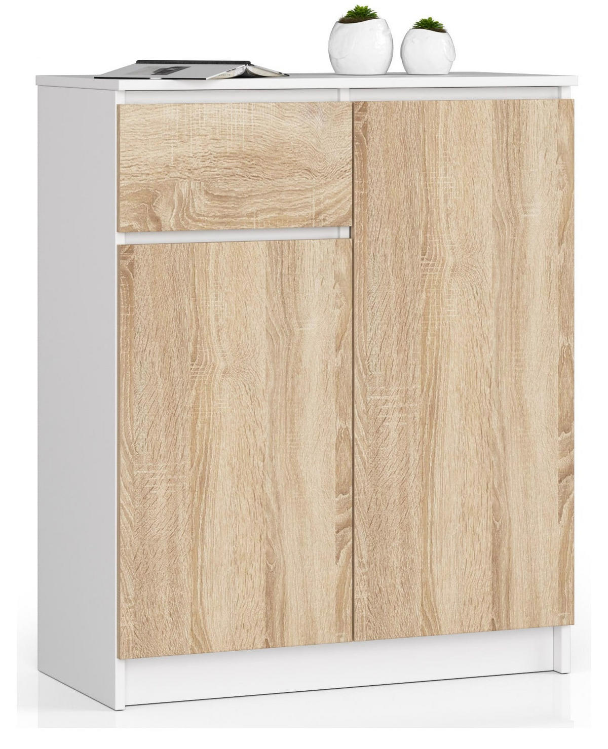 KOMMODE Weiß, Eiche Sonoma 99/80/40 - Weiß, Holzwerkstoff (80/99/40cm) - RAUMHIRSCH FURNITURE