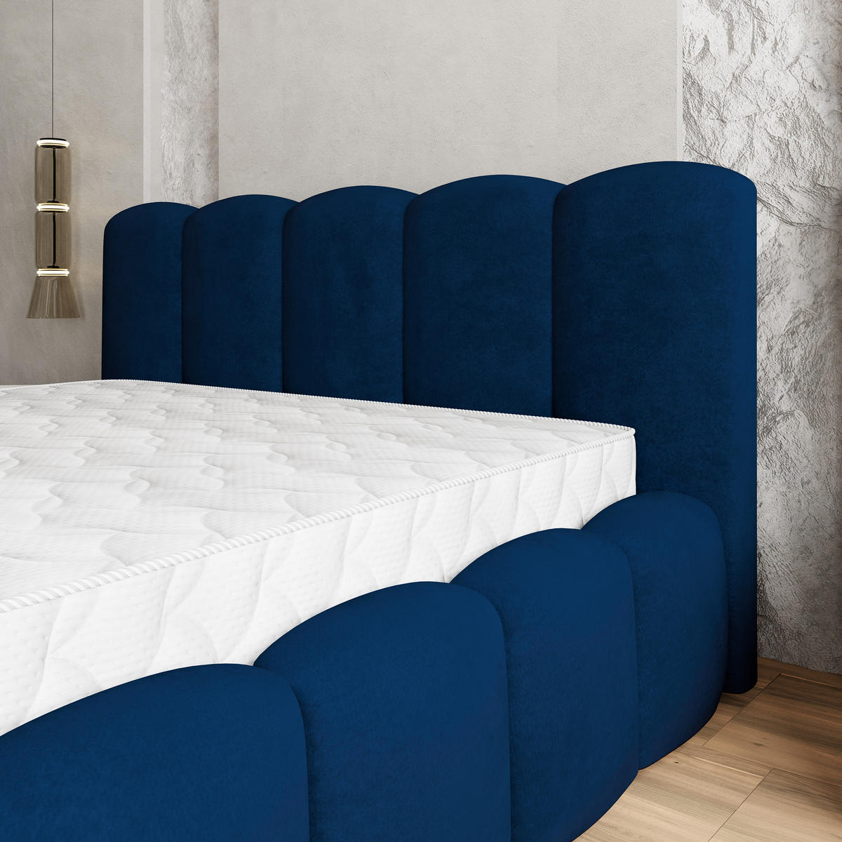 POLSTERBETT FALINA 160x200 cm mit Bettkästen - Blau - Blau, Holz (160/200cm) - MASSENO