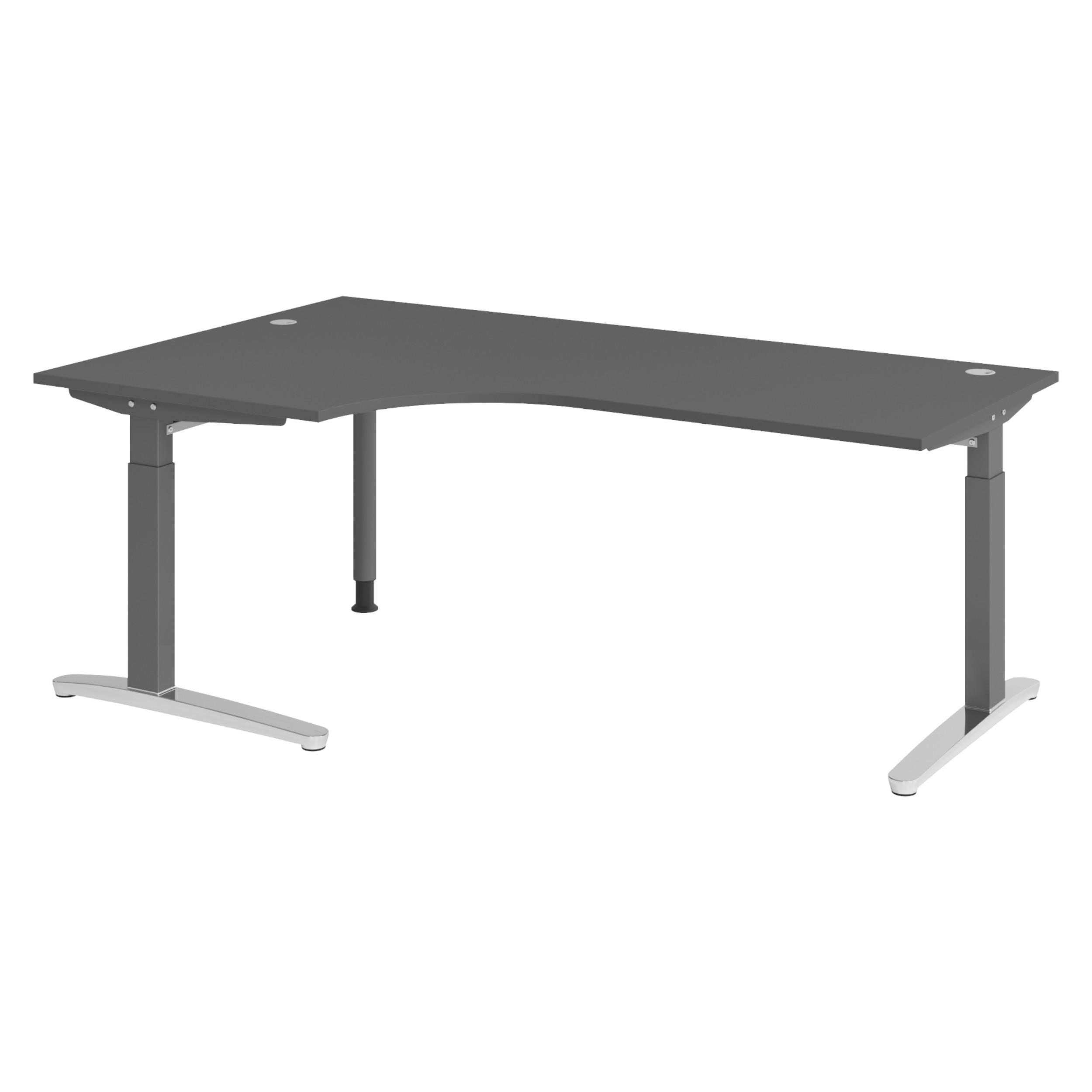 bümö Schreibtisch Graphit, Graphit, Silber 200x74x120 cm