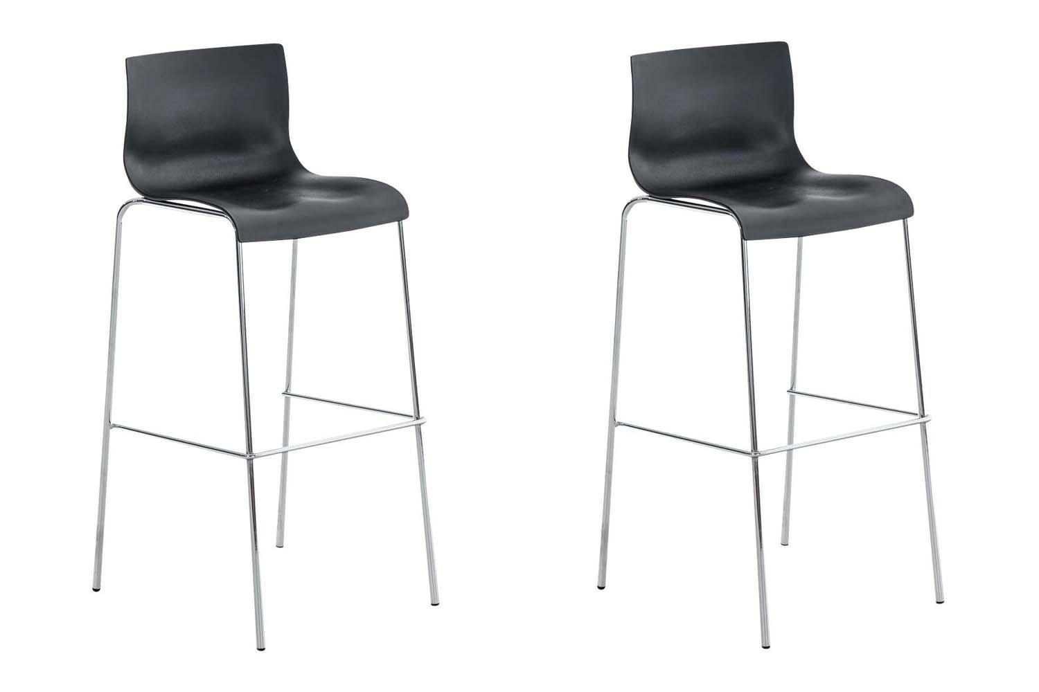 BARHOCKER 2er Set Kunststoff schwarz - Chromfarben/Schwarz, Kunststoff/Metall (43/100/48cm) - CLP