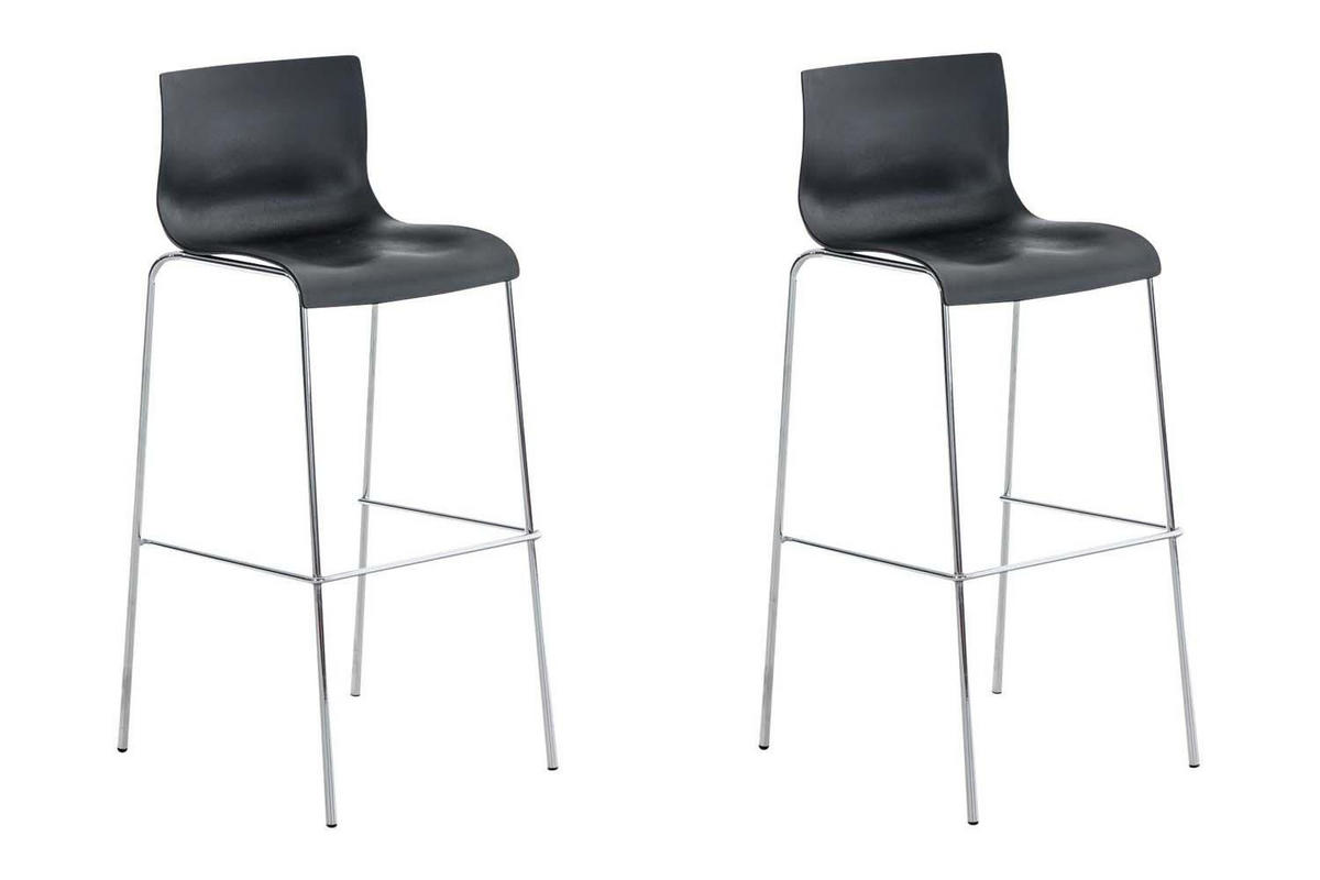 BARHOCKER 2er Set Kunststoff schwarz - Chromfarben/Schwarz, Kunststoff/Metall (43/100/48cm) - CLP