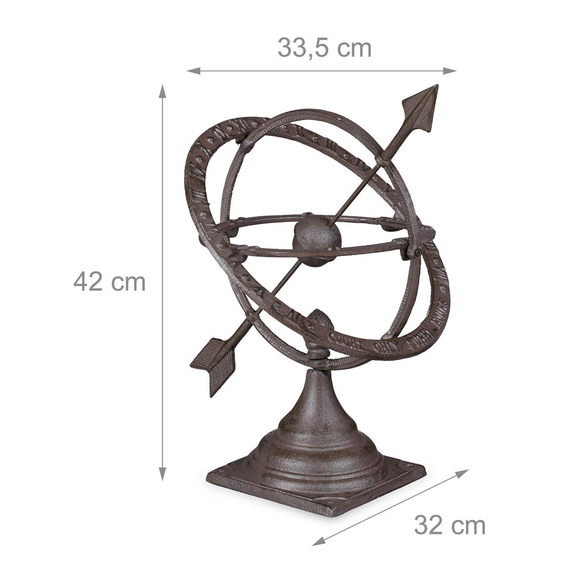 SLUNEČNÍ hodiny - hnědá, kov (42cm) - Relaxdays