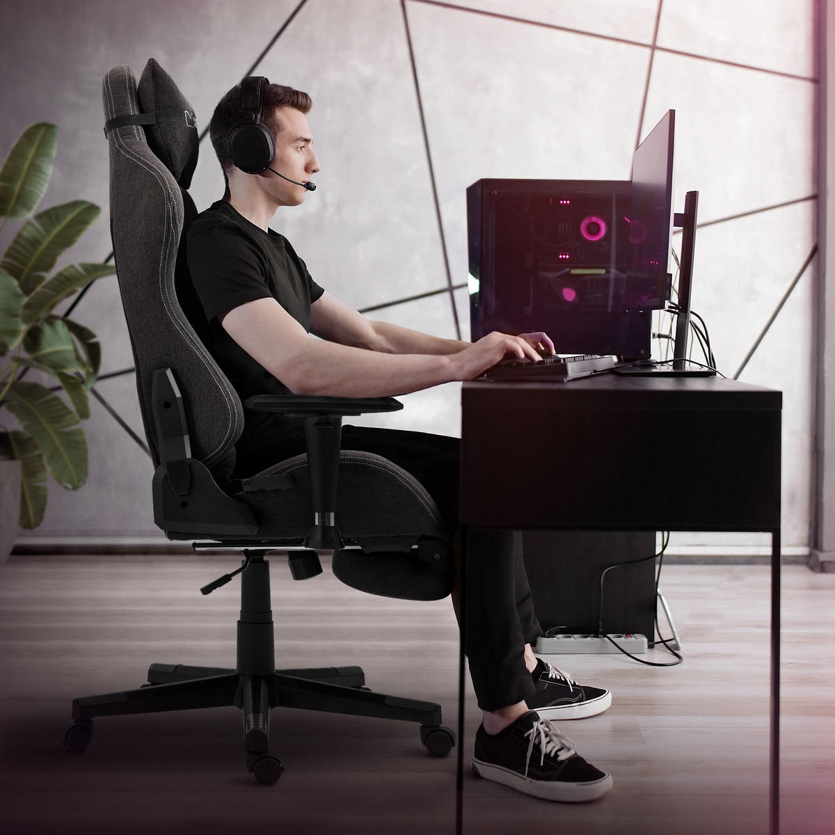 GAMING-STUHL grau/weiß - Dunkelgrau, Metall (70/131/72cm) - ML-DESIGN