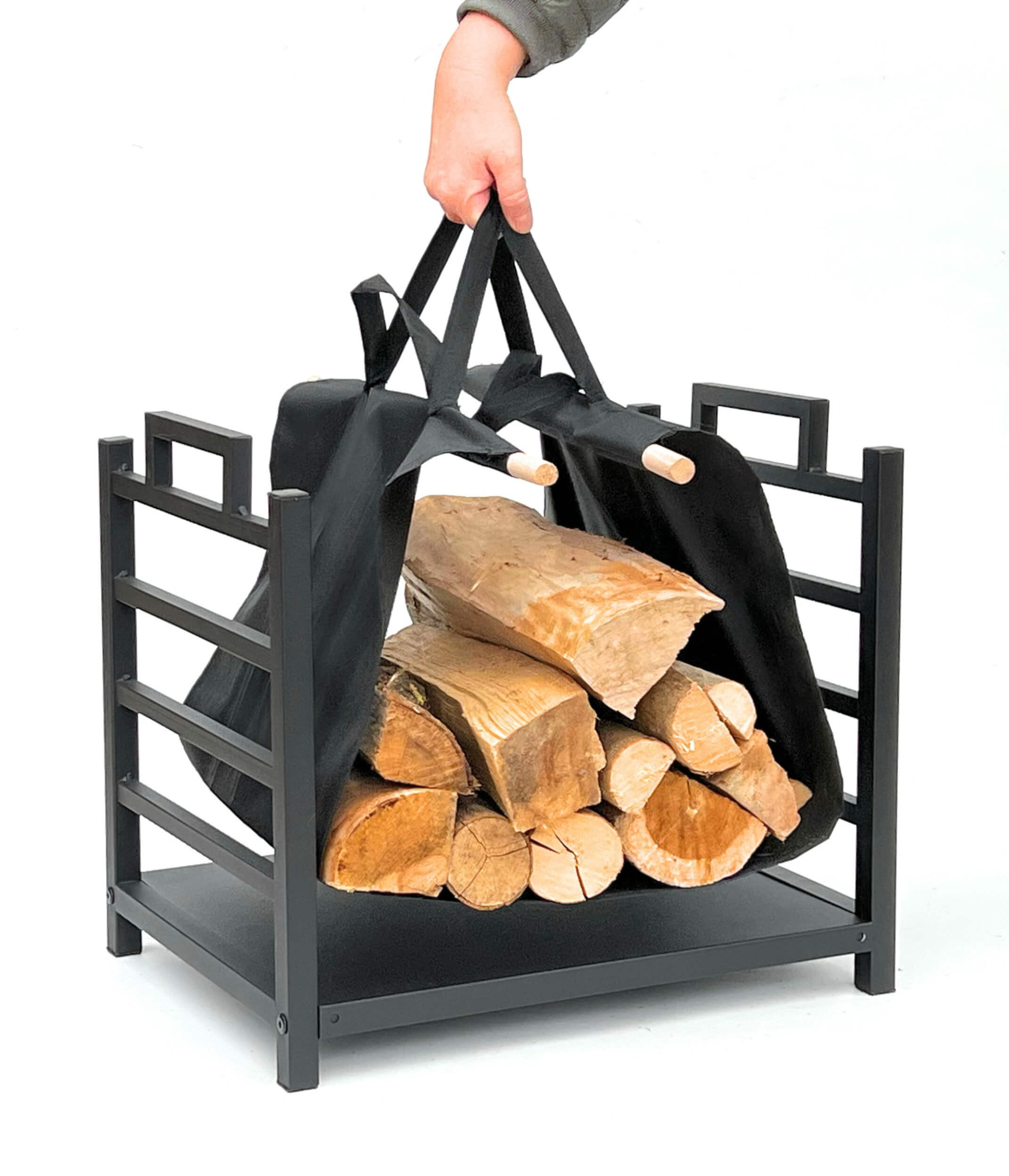 DanDiBo Kaminholzregal Schwarz 44x40x32 cm