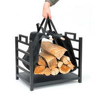 KAMINHOLZREGAL Innen Metall Schwarz Stehend mit Tragetasche 45 cm - Schwarz, Metall (44/40/32cm) - DanDiBo