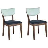 ESSZIMMERSTUHL 2er-Set Gummibaumholz Dunkler Holzfarbton Moka - Dunkelbraun, Holz/Textil (48/83/46cm) - Beliani