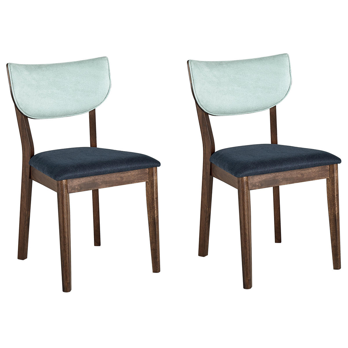 ESSZIMMERSTUHL 2er-Set Gummibaumholz Dunkler Holzfarbton Moka - Dunkelbraun, Holz/Textil (48/83/46cm) - Beliani