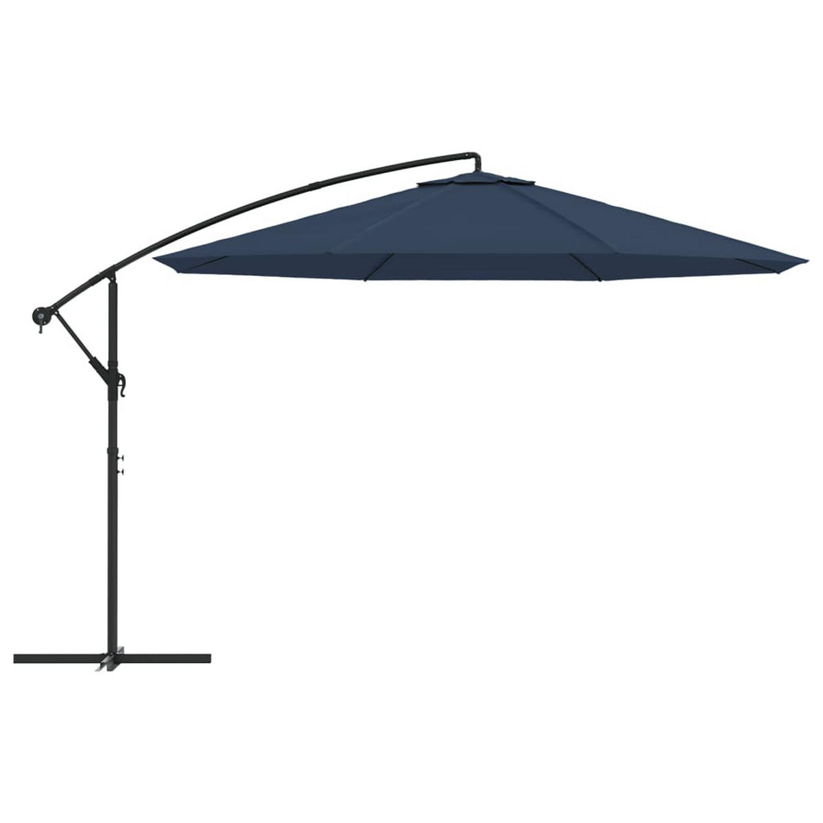 SONNENSCHIRM rund MARC 350cm Blau | UV-Schutz, Kurbelsystem | Ampelschirm rund - Blau, Metall (350/350cm) - DELUKE