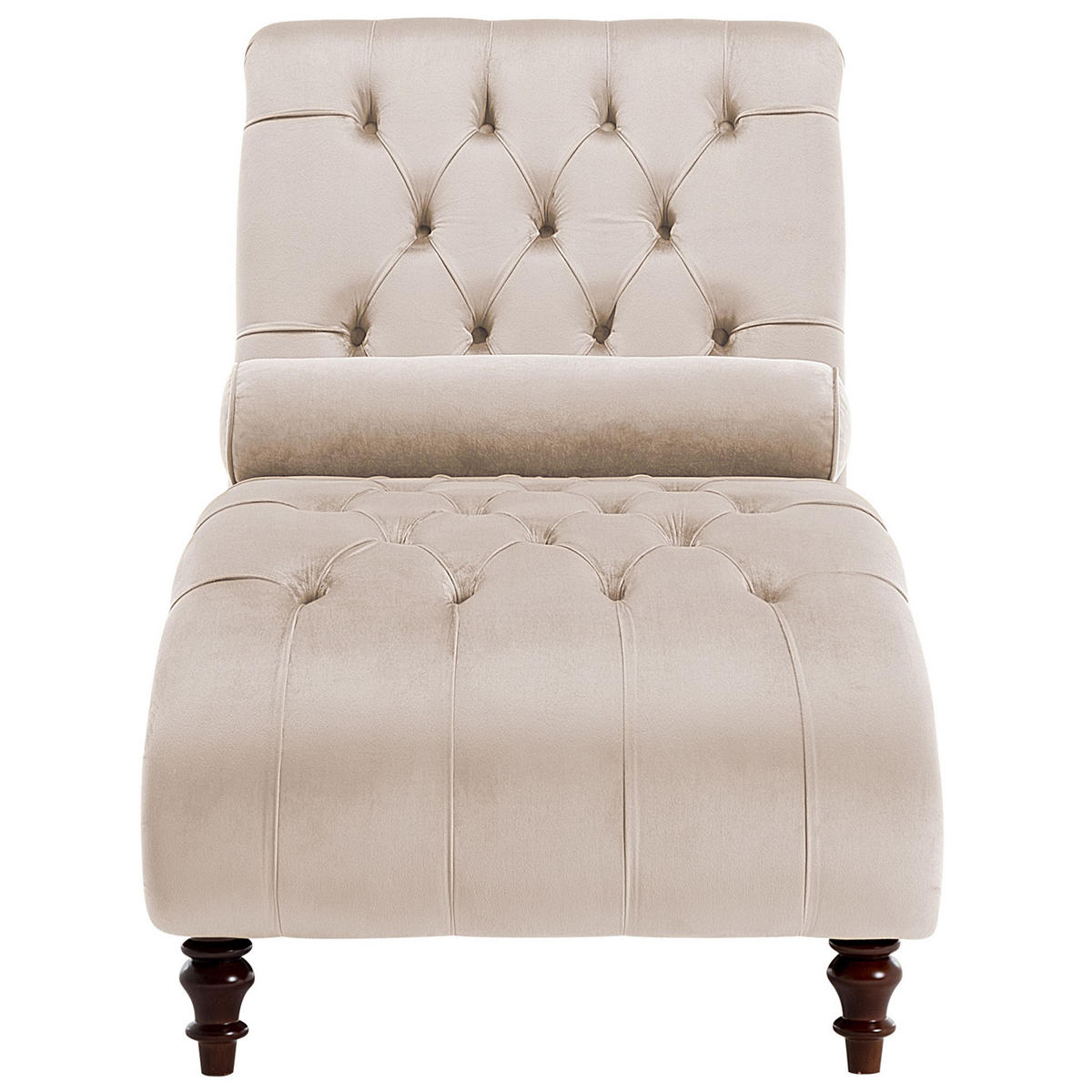 CHAISELONGUE Samtstoff beige Muret - Dunkelbraun/Beige, Textil (163/87/72cm) - Beliani