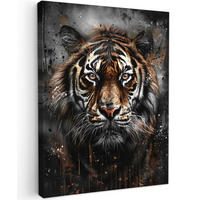 LEINWANDBILD Tiger - Tiere - Porträt - Luxus - Schwarz 60x80 cm - Anthrazit, Textil (60/80cm) - MuchoWow