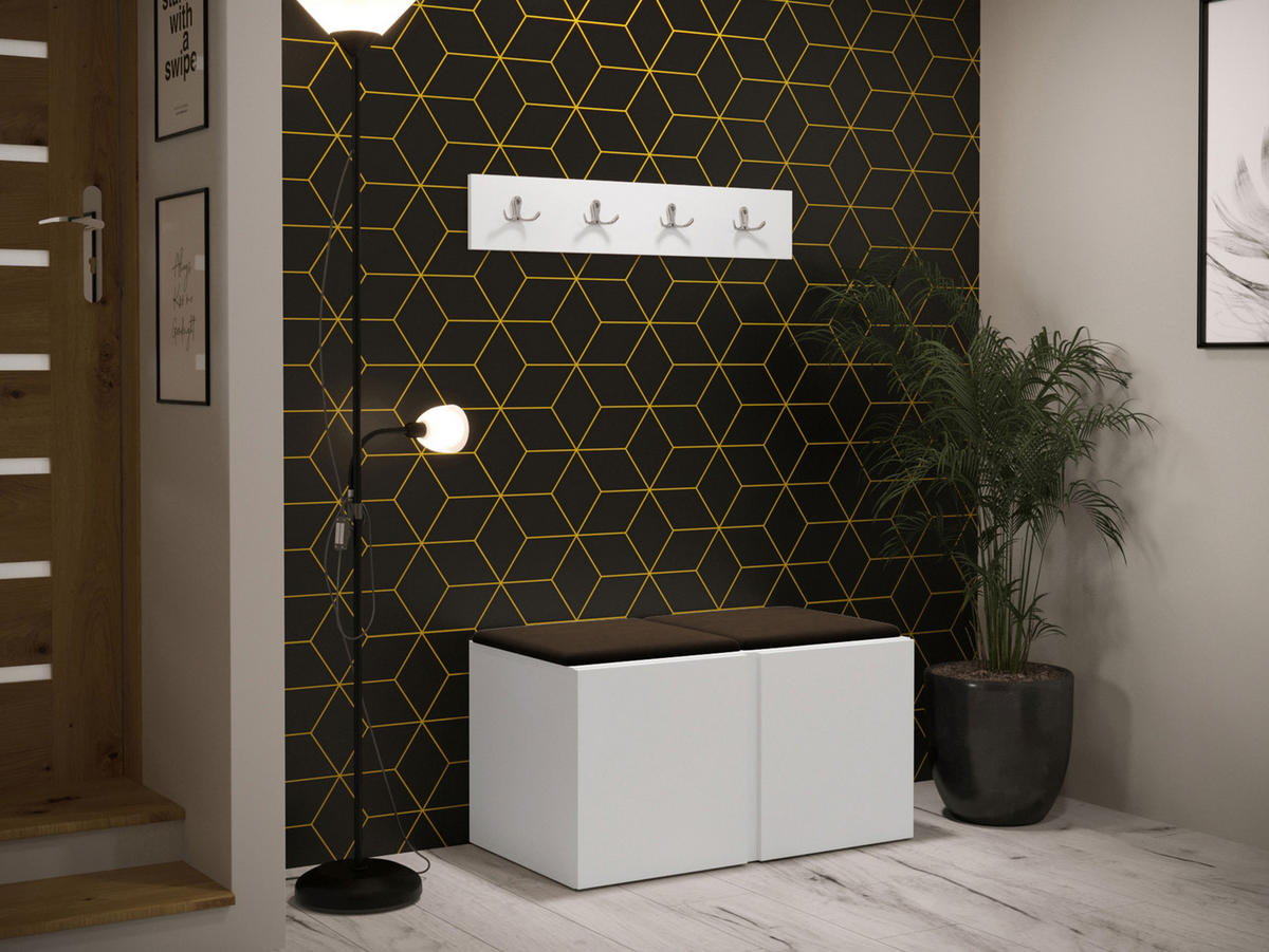 GARDEROBEN-SET Orion VI - Weiß/Braun, Holzwerkstoff/Kunststoff (84/42/46cm) - MIRJAN24