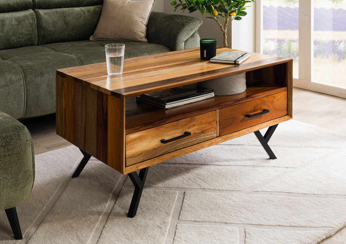 COUCHTISCH Altholz 100x60x51 natur lackiert AVIGNON #115 - Braun, Holzwerkstoff (60/100/51cm) - Massivmoebel24
