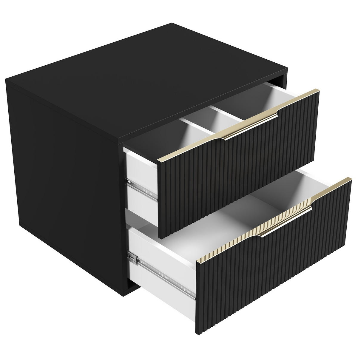 WASCHBECKENUNTERSCHRANK Rimini 2 Schubladen Schwarz Matt - 60 x 46 x 46 cm - Schwarz, Holz (60/46/46cm) - Badplaats