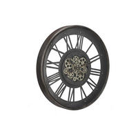 WANDUHR - Industrial Style - Metall & Glas - 60 cm - Anthrazit - ASTORIA - Schwarz, Metall (60/60/7cm) - Vente-Unique