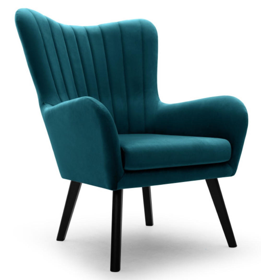 SESSEL Smaragdgrün TEDI Auf Holzbeinen Gepolstert Velluto - Grün, Textil (76/100/78cm) - Sepro Meble