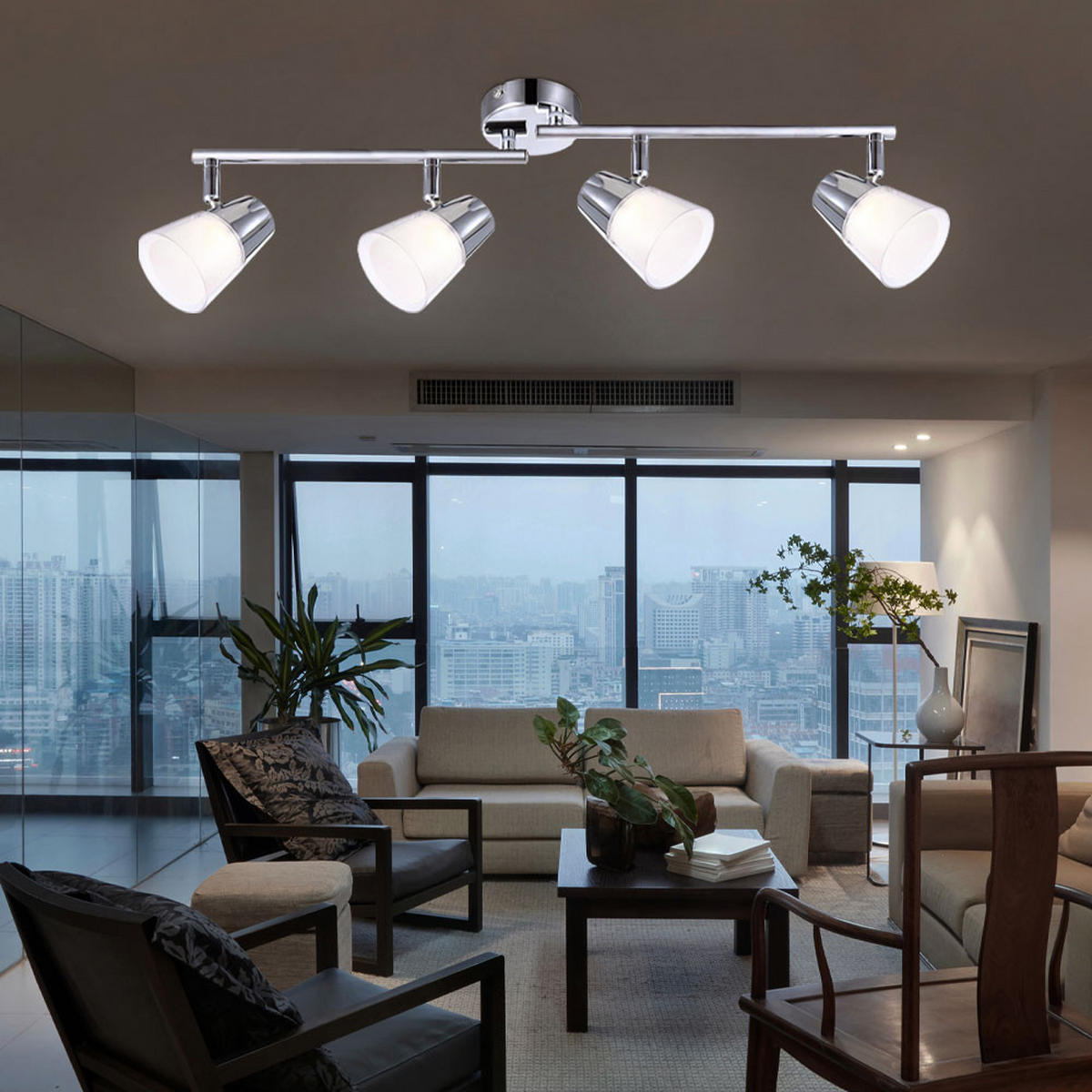 LED DECKENLEUCHTE TIEKA Silber - Silberfarben, Metall (60/60/15.5cm) - Globo Lighting